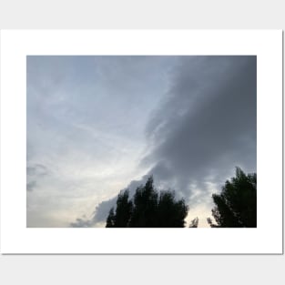 Cloudy sky with trees Posters and Art